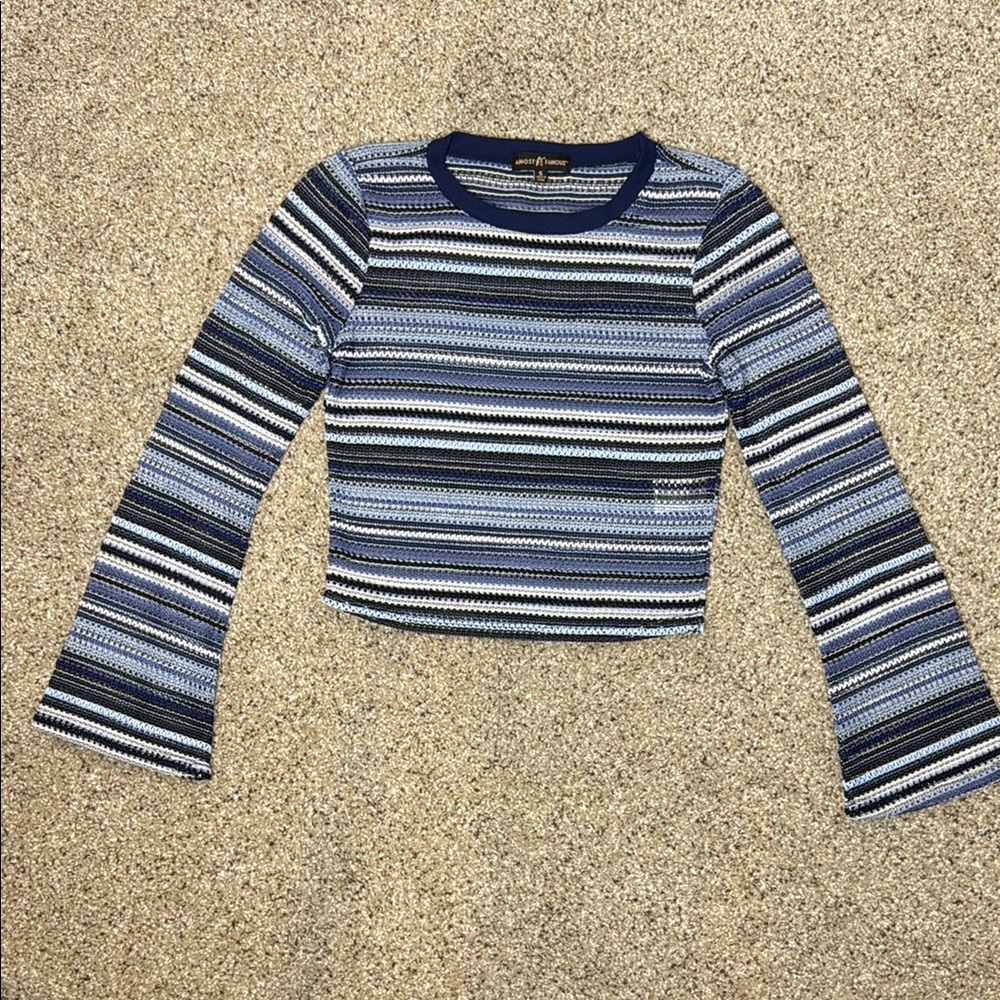 Almost Famous Blue Striped Top Small